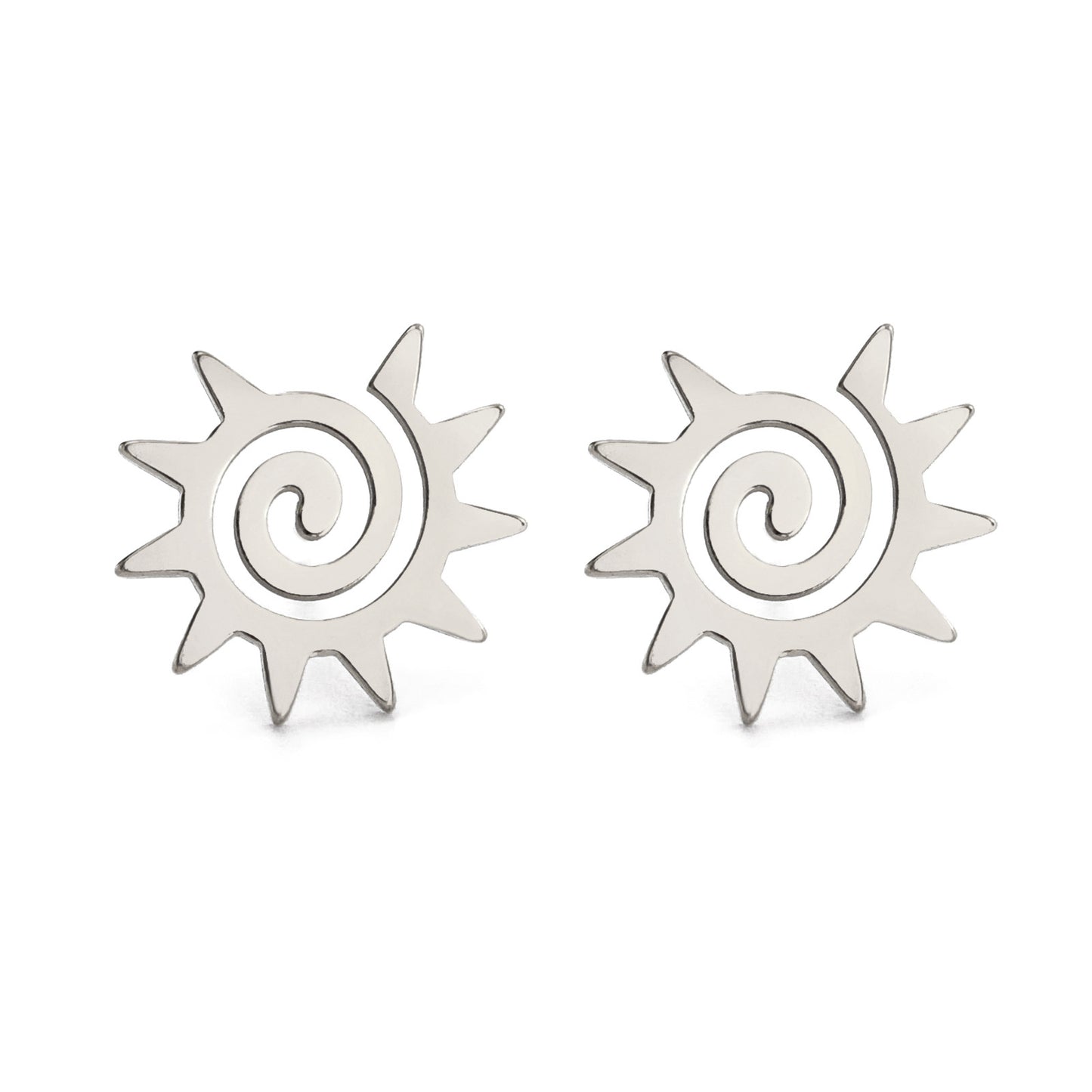 Women's Spiral Sun Stainless Steel Gold Color Fashion Birthday Stud Earrings