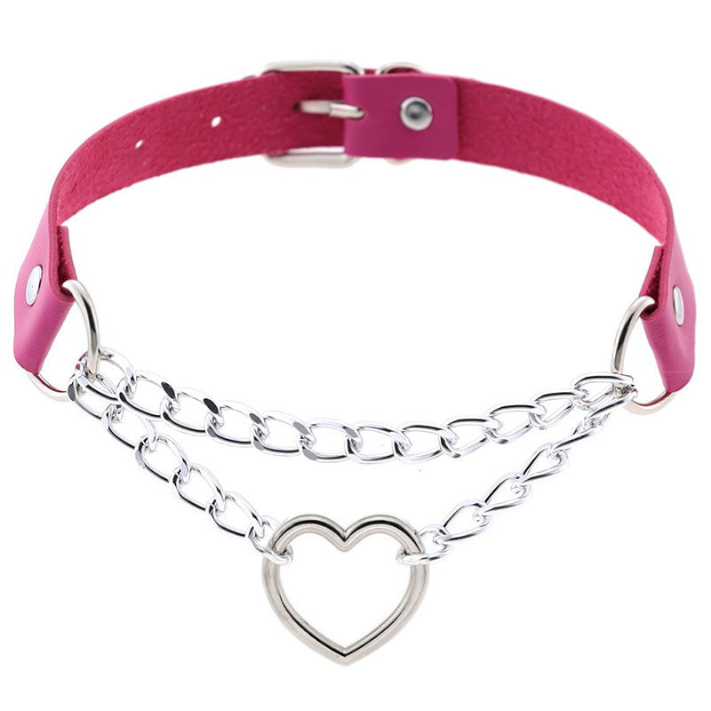 Shaped Chain Neckband Fashion Leather Love Necklaces