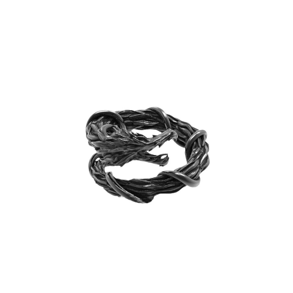 Men's Exquisite Black Dragon Winding Opening Adjustable Gothic Rings