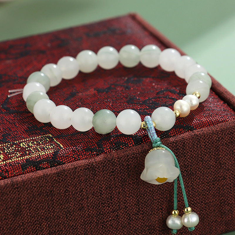 Freshwater Stringed Pearls Female Colored Glaze Lotus Seedpod Emerald Natural Bracelet