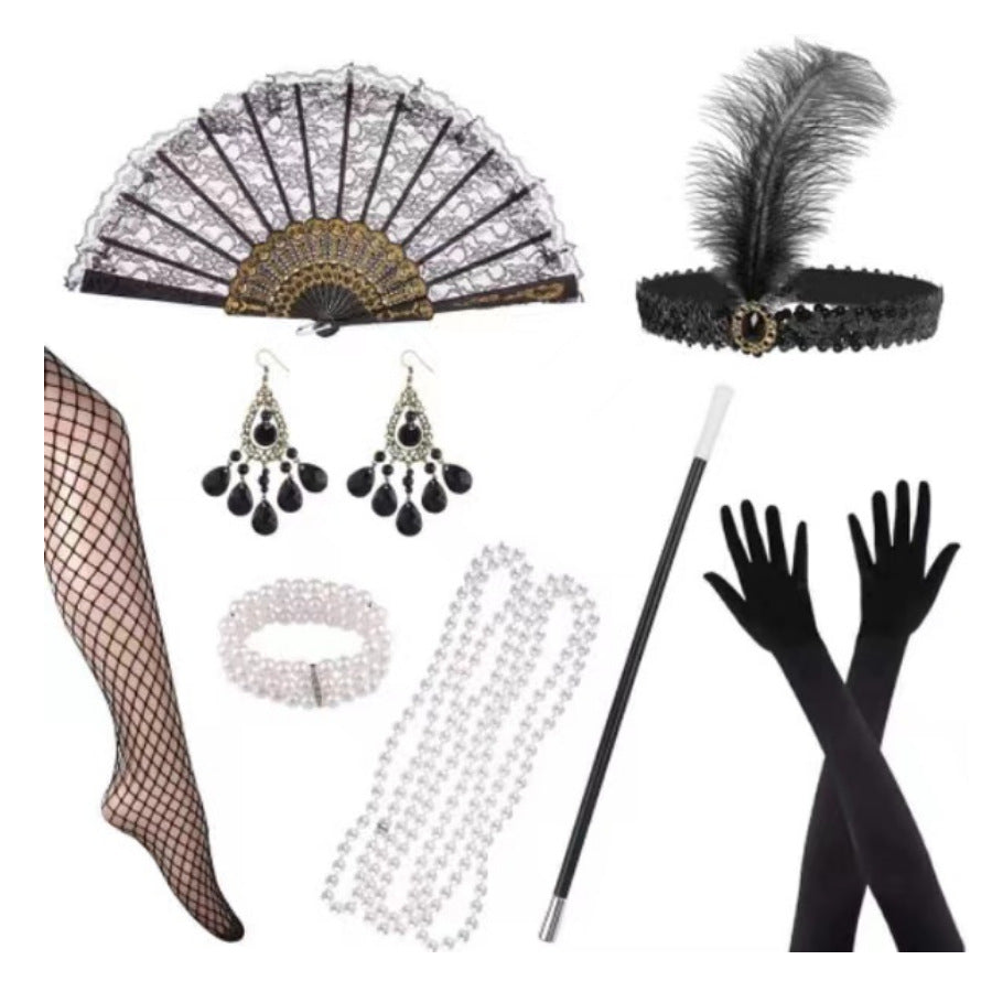 Red Feather Hair Band Masquerade Single Jewelry Set