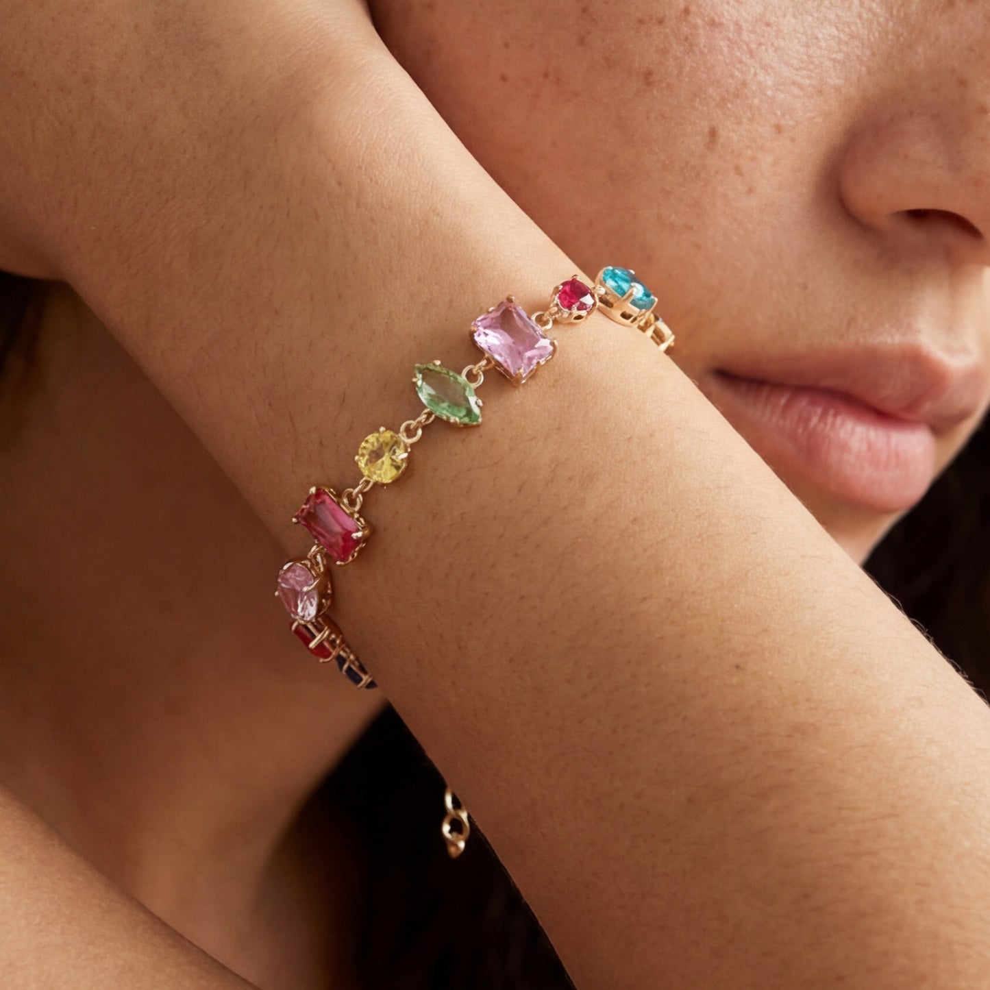 Women's Dopamine Color Crystal Candy For Light Luxury Simplicity Niche Bracelets