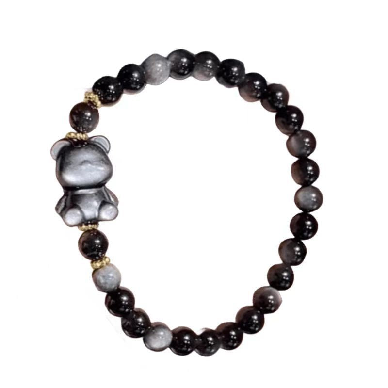 Women's & Men's Gold Sier Jade Bear Obsidian Personality Bracelets