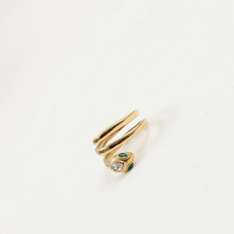 Green Eyes Zircon Titanium Steel Gold Bracelet