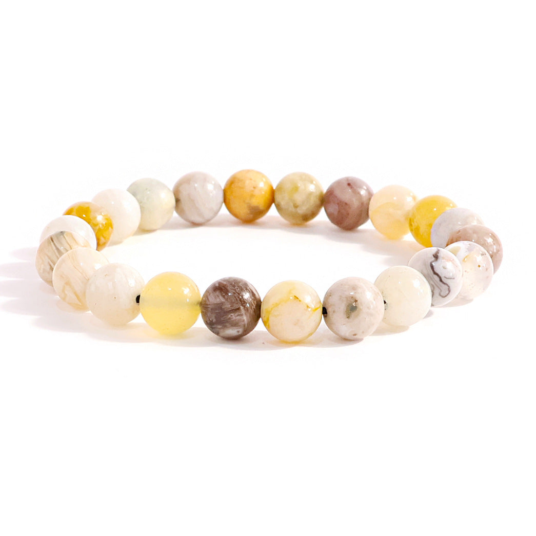 Natural Stone Beaded Stretch Agate Round Beads Turquoise Pink Bracelet
