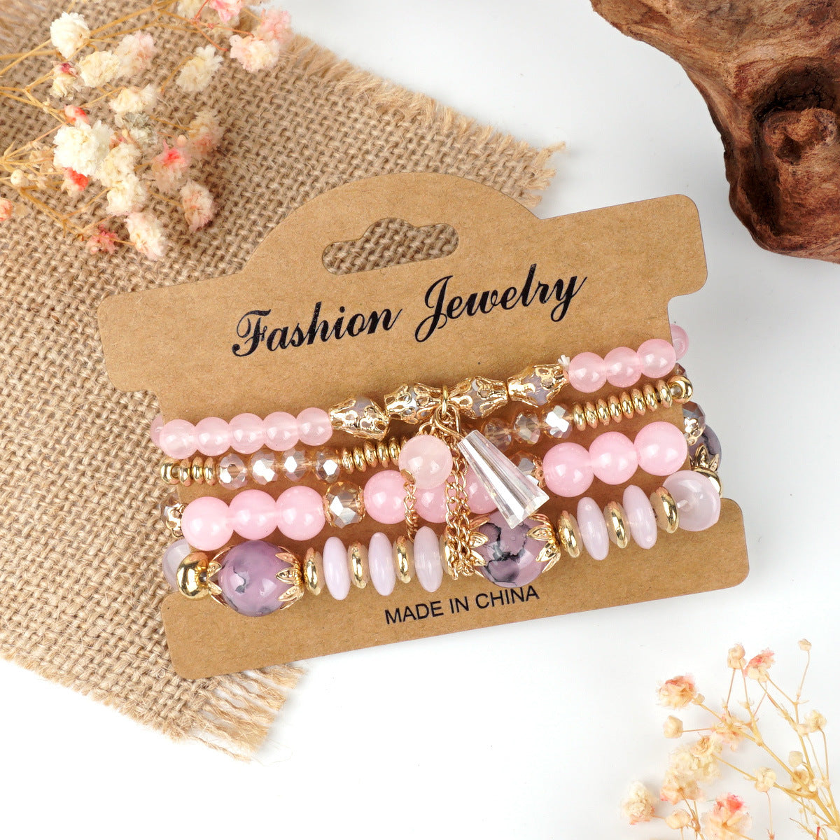 Bohemian Chain Tassel Colored Glass Crystal Bracelet