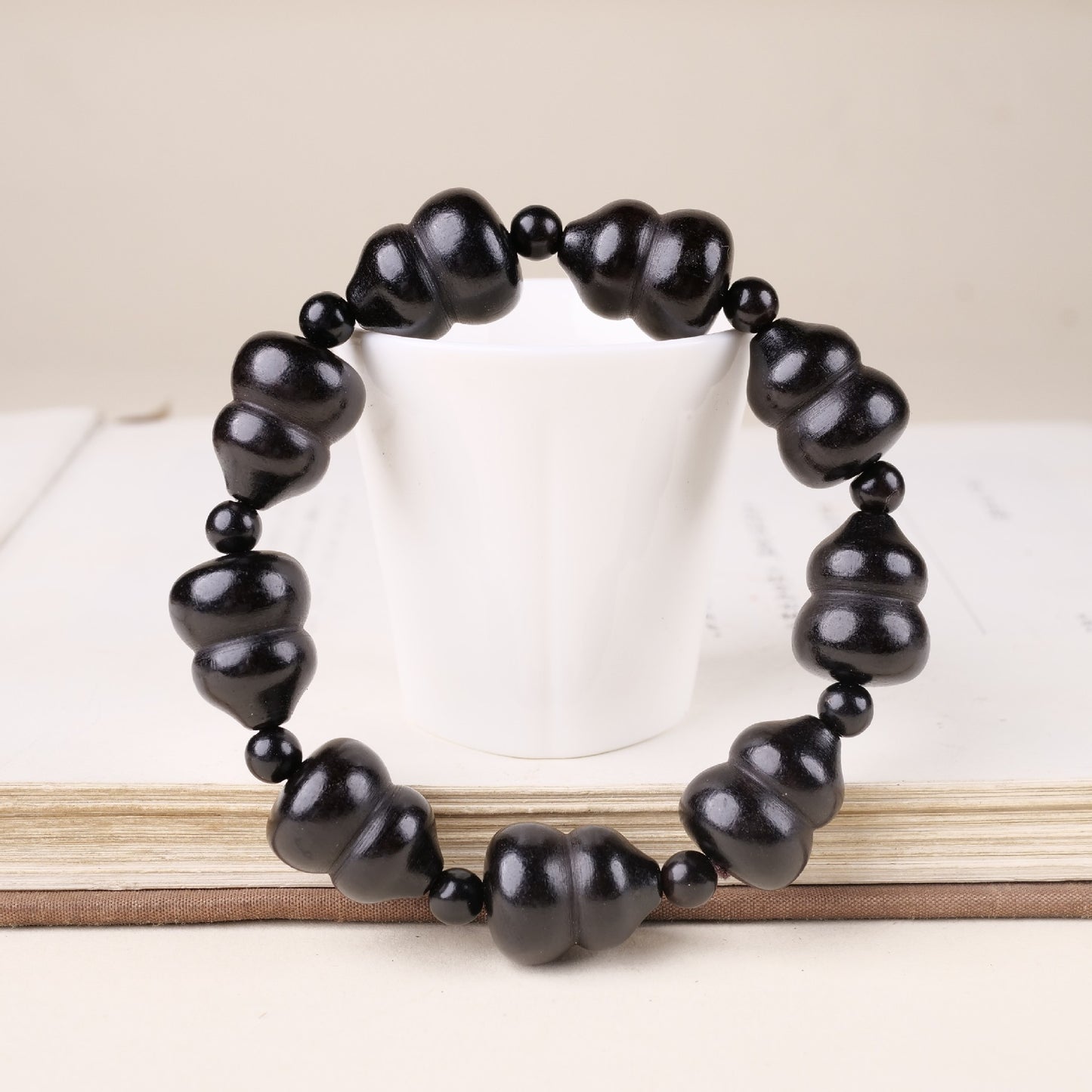 Women's & Men's Gourd Ebony Cultural Artifact Prayer Beads Chinese Style Hand Bracelet