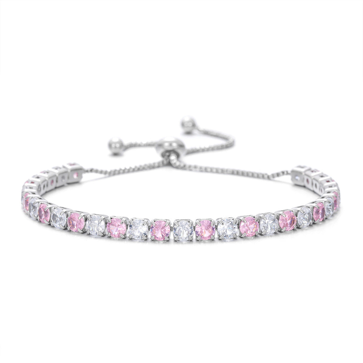 Zircon Single Row Full Diamond Adjustable Draw Tennis Fashion Bracelet