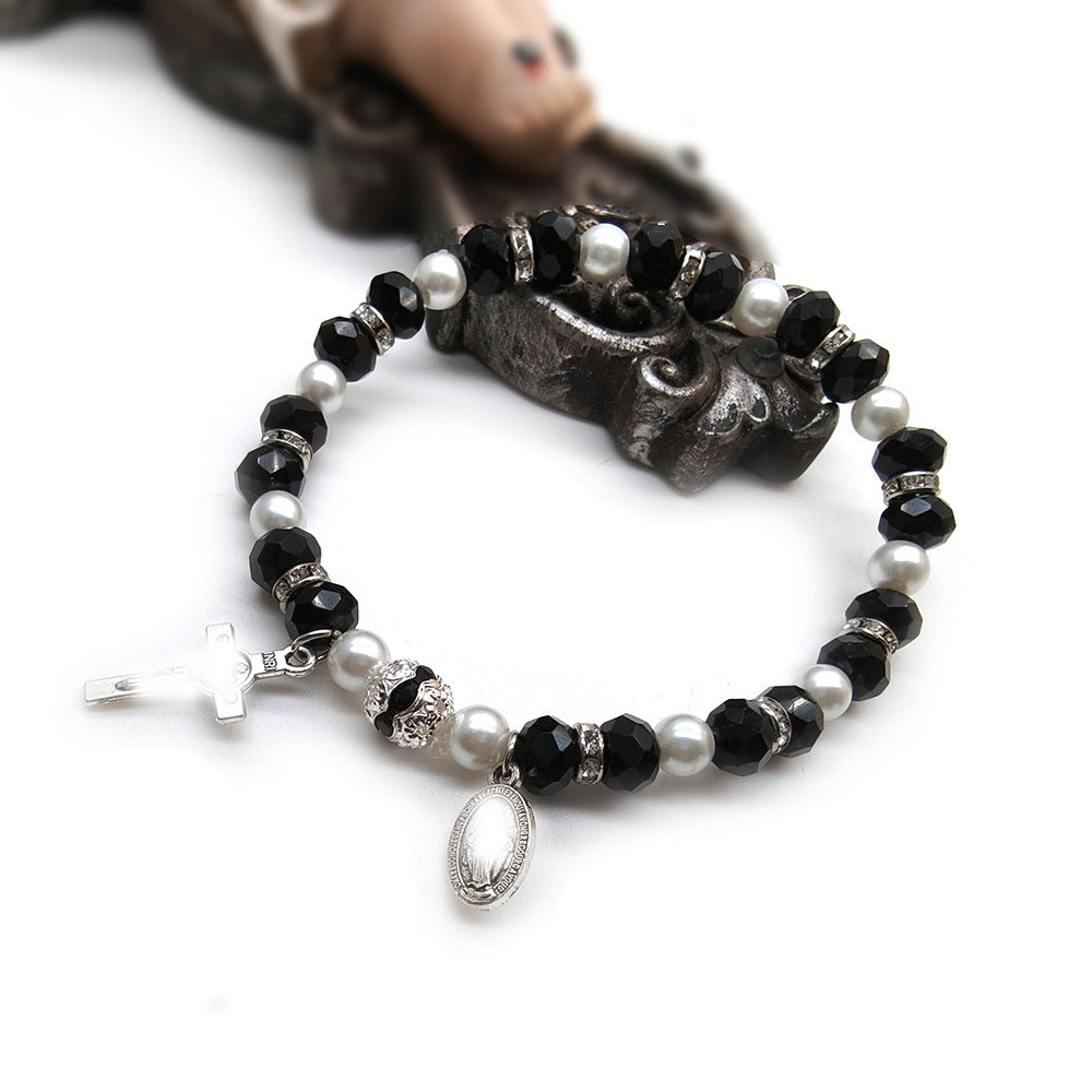 Crystal Elastic Beads Female Refined Simple Rose Bracelet