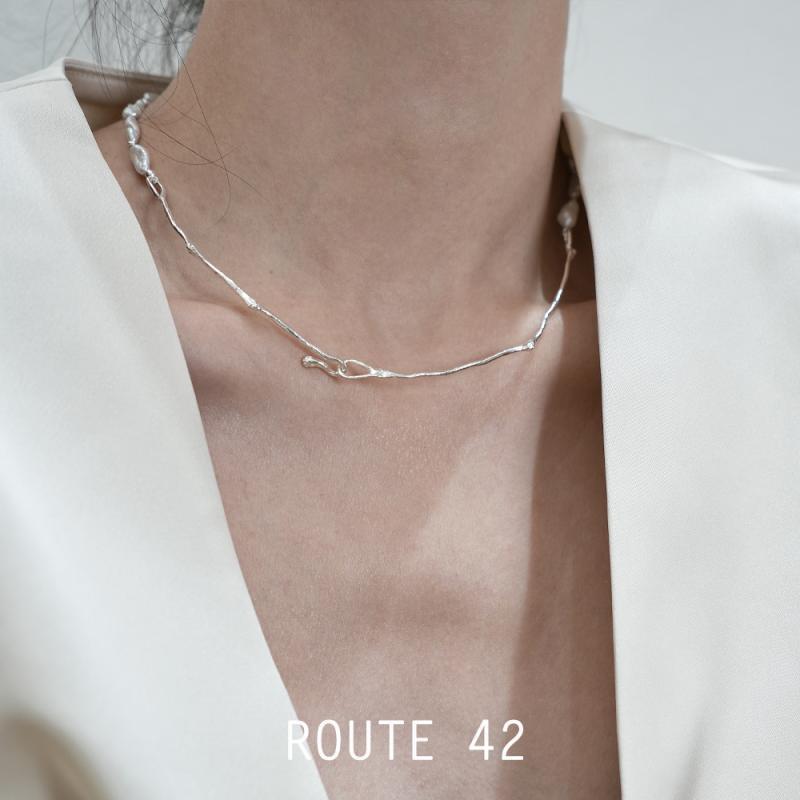 Retro Natural Baroque Pearl Broken Sterling Sier Necklaces