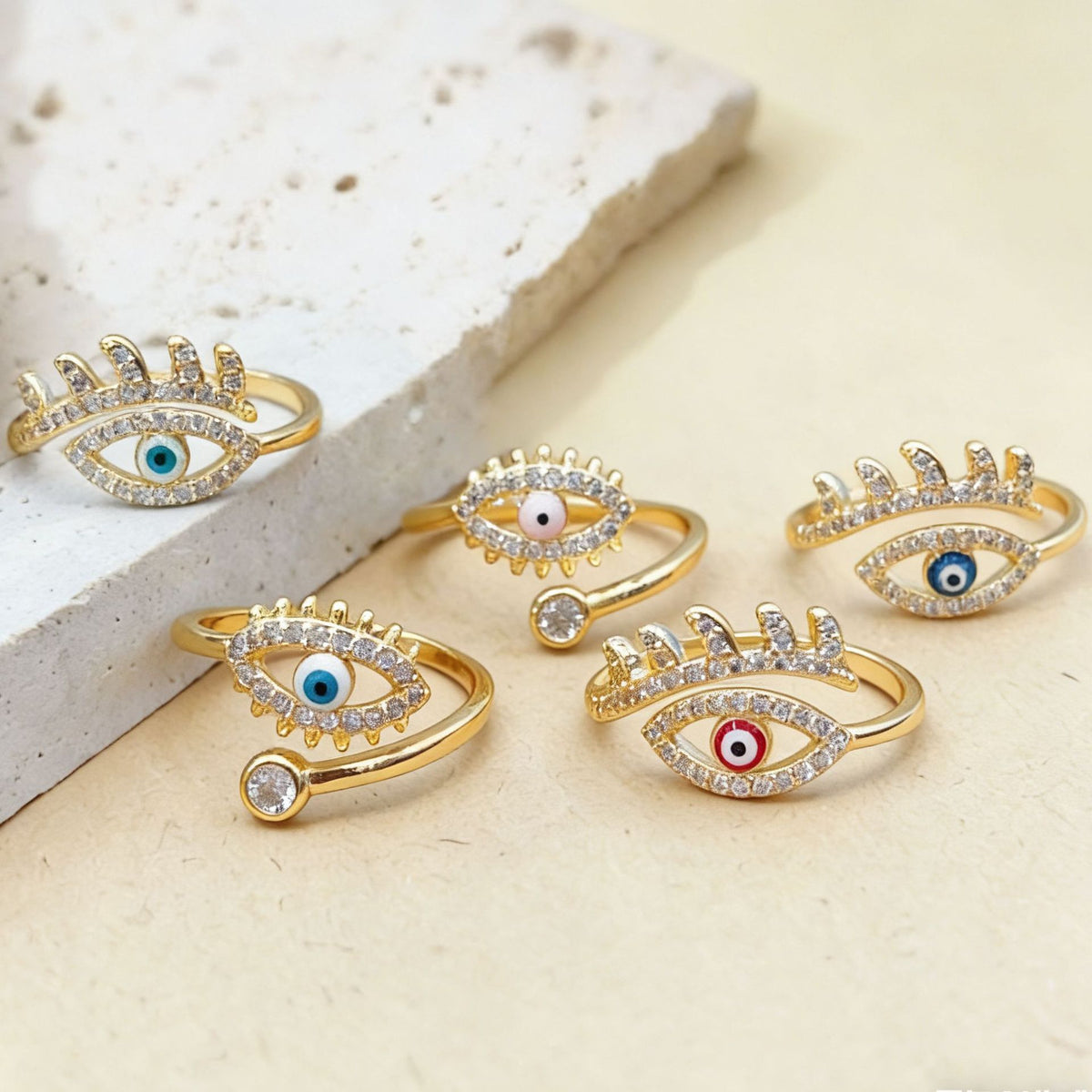 Personalized Devil's Eye Niche High Sense Micro Inlaid Zircon Copper Ring