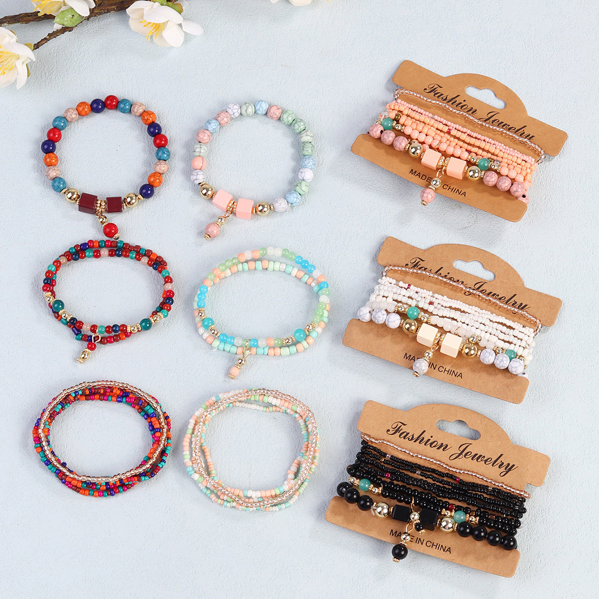 Beautiful Women's Bohemian Design Bead Elastic Bracelet