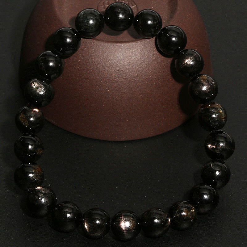 Women's & Men's Natural Gold Lucky Stone Cat's Eye Sier String Round Bracelets