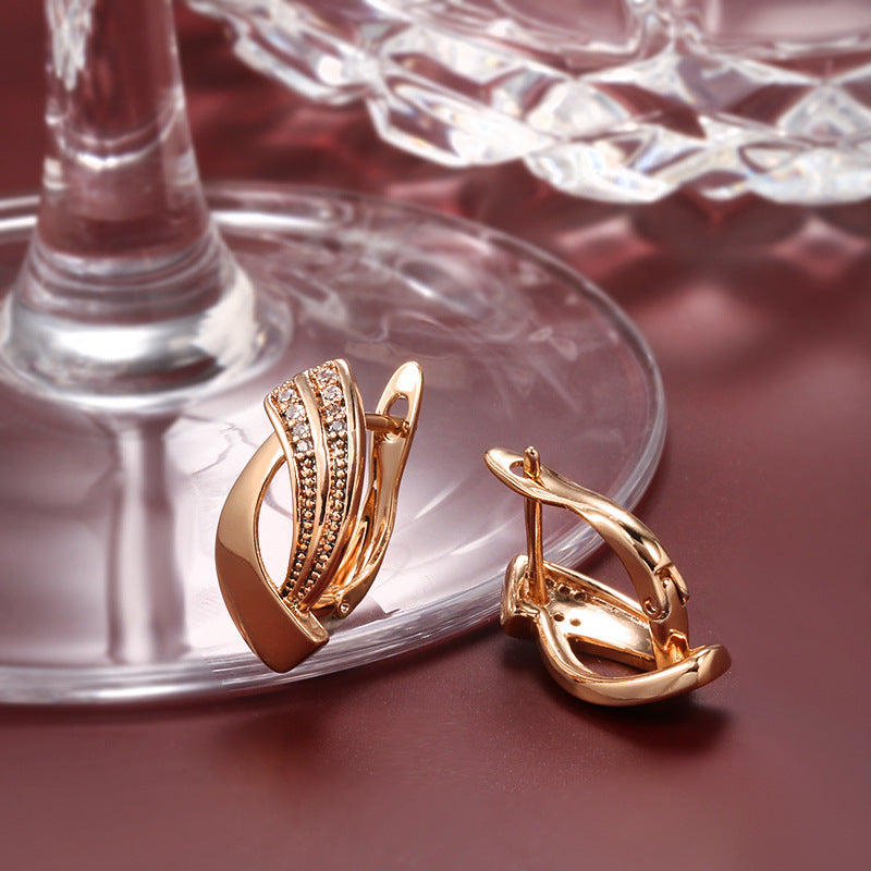 Elegant Zircon Female Rose Gold Geometric Rings