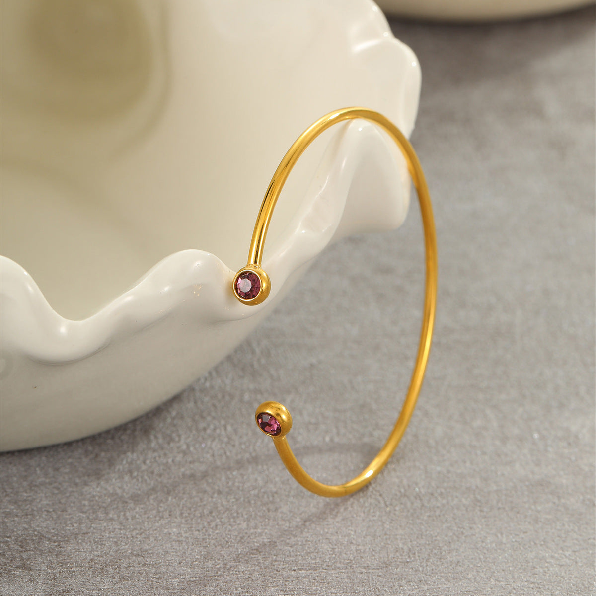Fashion Zircon Opening Stainless Steel Affordable Luxury Style Bracelet