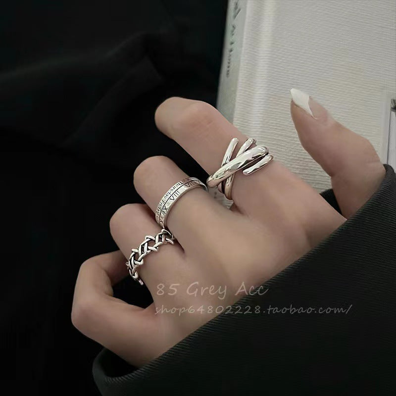 Cold Style Simple Suit Combination Female Opening Rings