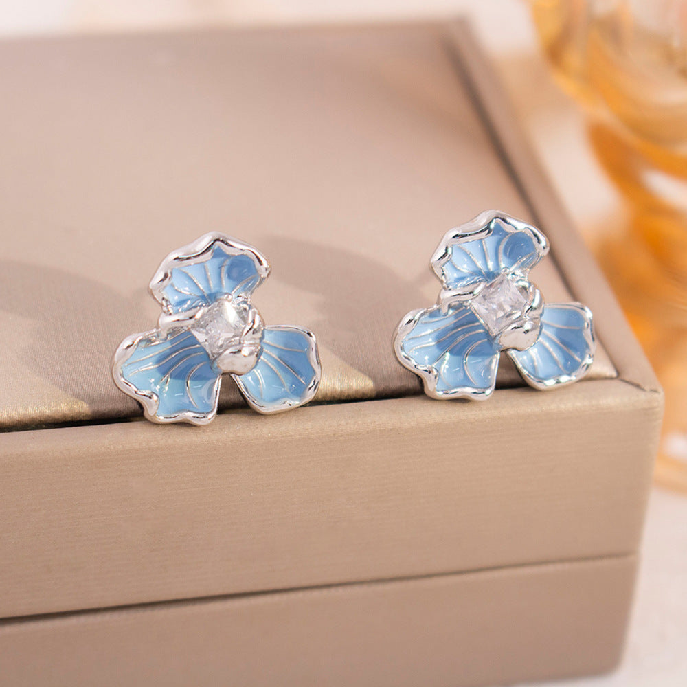Inlaid Zircon Flower Elegant High-grade Pearl Earrings