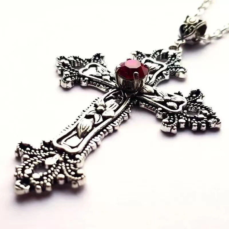 Ruby Big Cross With Diamond Valentine's Necklaces