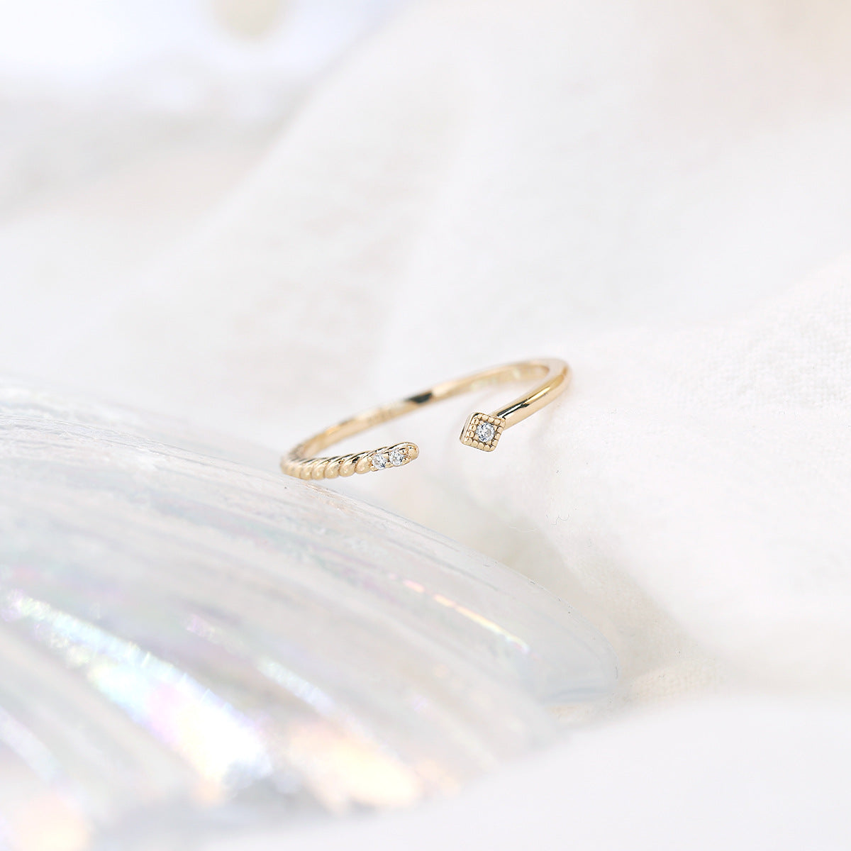 Minority Sweet Open Sterling Sier Gold Plated Zircon Ring