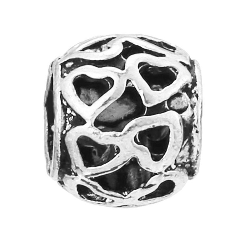 Alloy Large Hole Beads Hollowed Heart Shape Jewelry Accessories