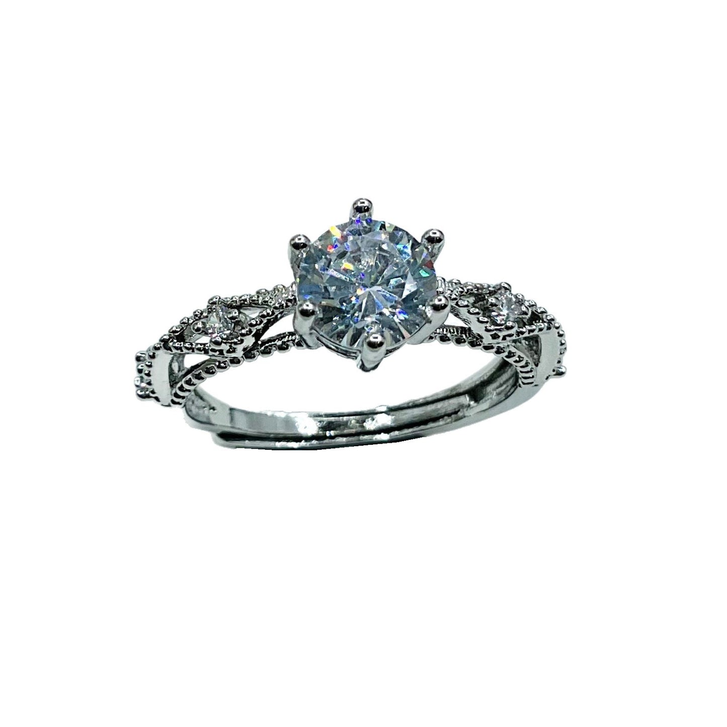 Zircon Female Adjustable Mouth Fashion High Sense Dopamine Colored Gems Rings
