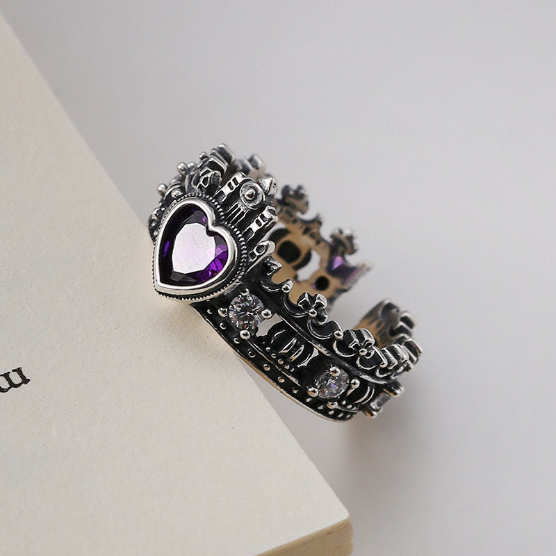Crown Loving Heart Zircon Female Fashion Temperament Rings