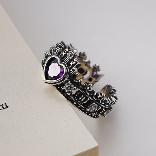Crown Loving Heart Zircon Female Fashion Temperament Rings
