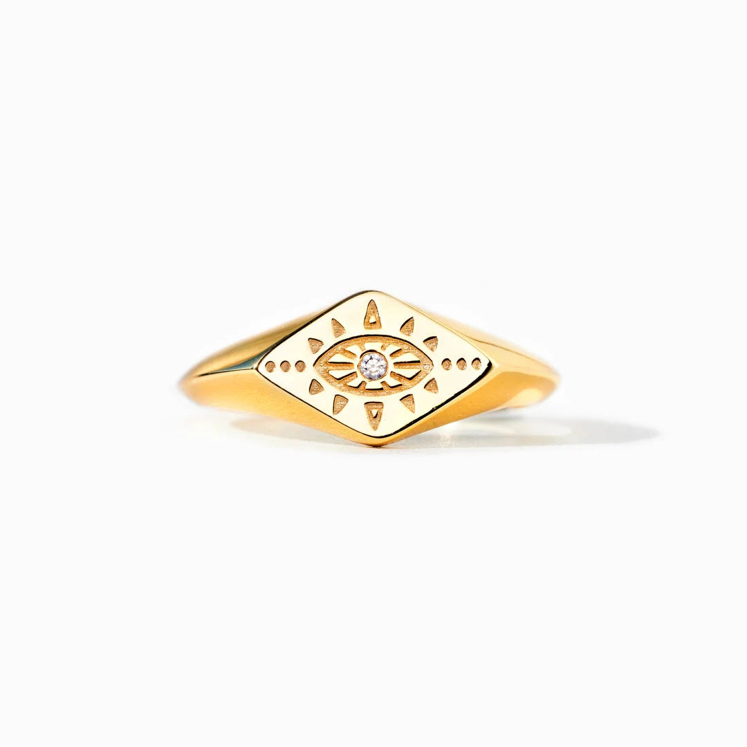 Women's Sterling Sier Gold Eye Pattern Simple Fashion Ring