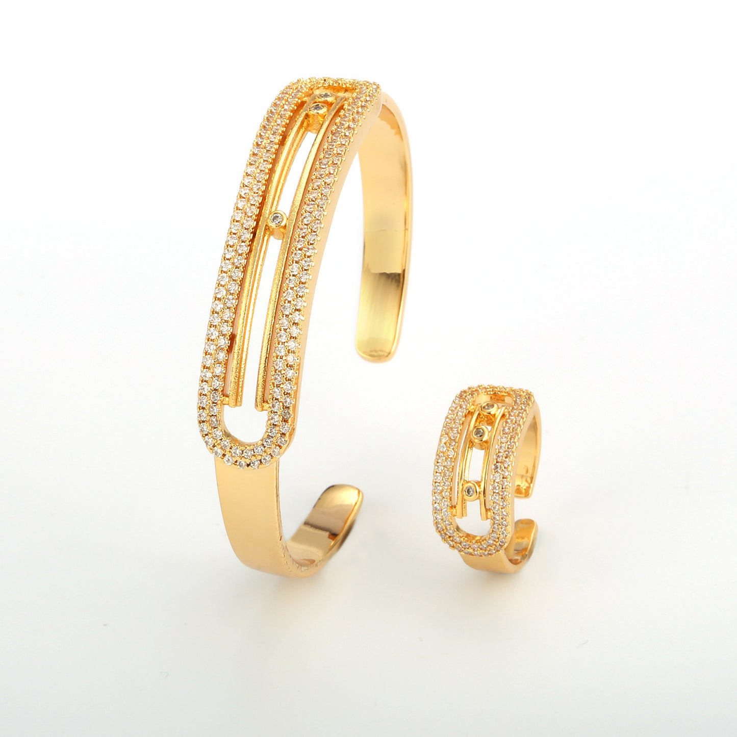 Diamond Light Luxury Advanced Geometric Two-piece Fashion Jewelry Set