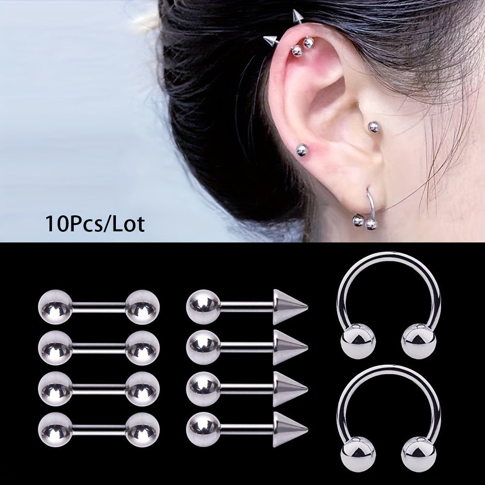 Nail Round Ball Pointed Cone Straight Rod Nose Horseshoe Piercing Rings