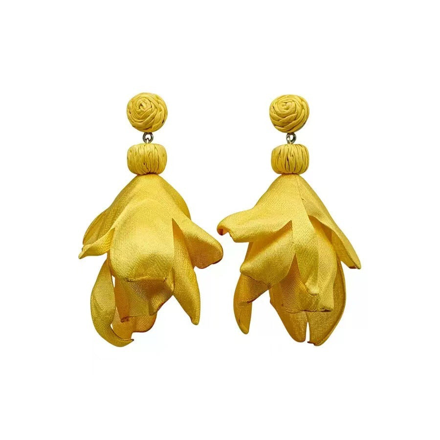 Women's Super Fairy Dopamine Color Mesh Flower Tassel For Unique Beautiful Earrings