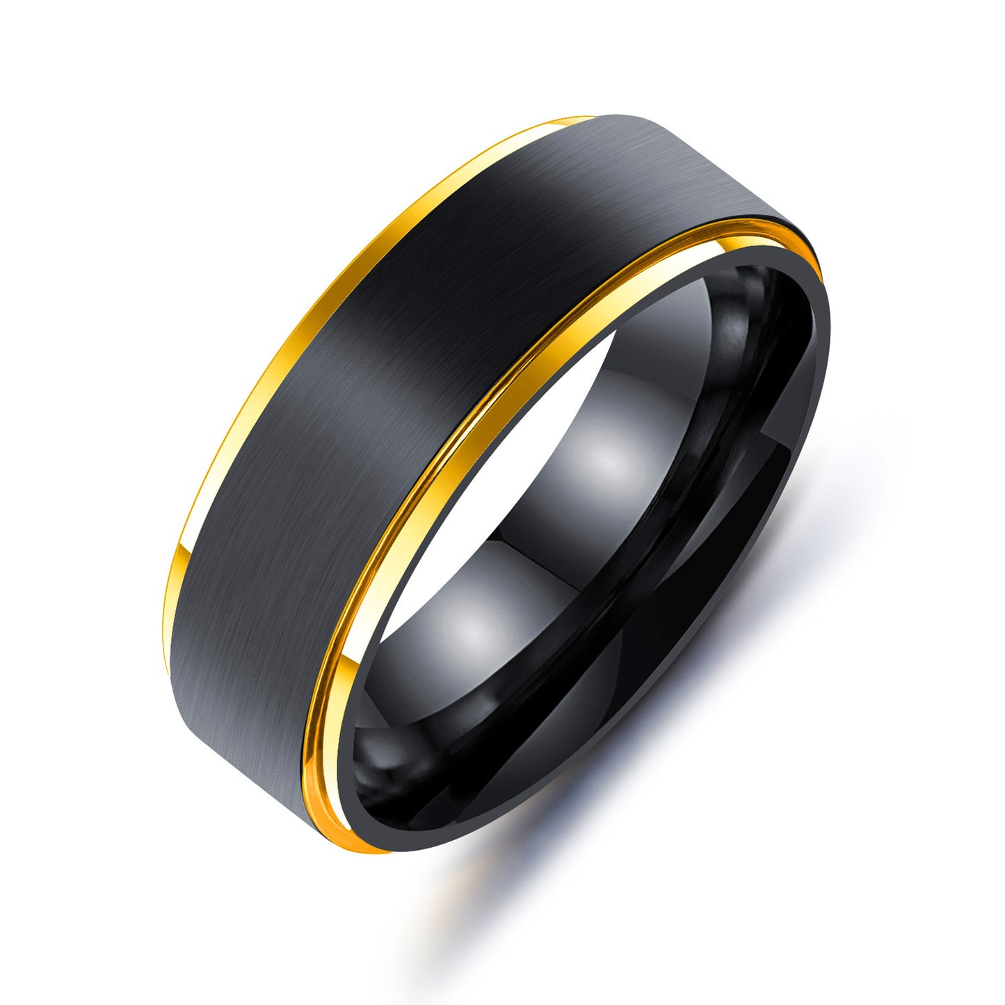 Men's Steel Two-color Ornament Colorful Black Gold Rings