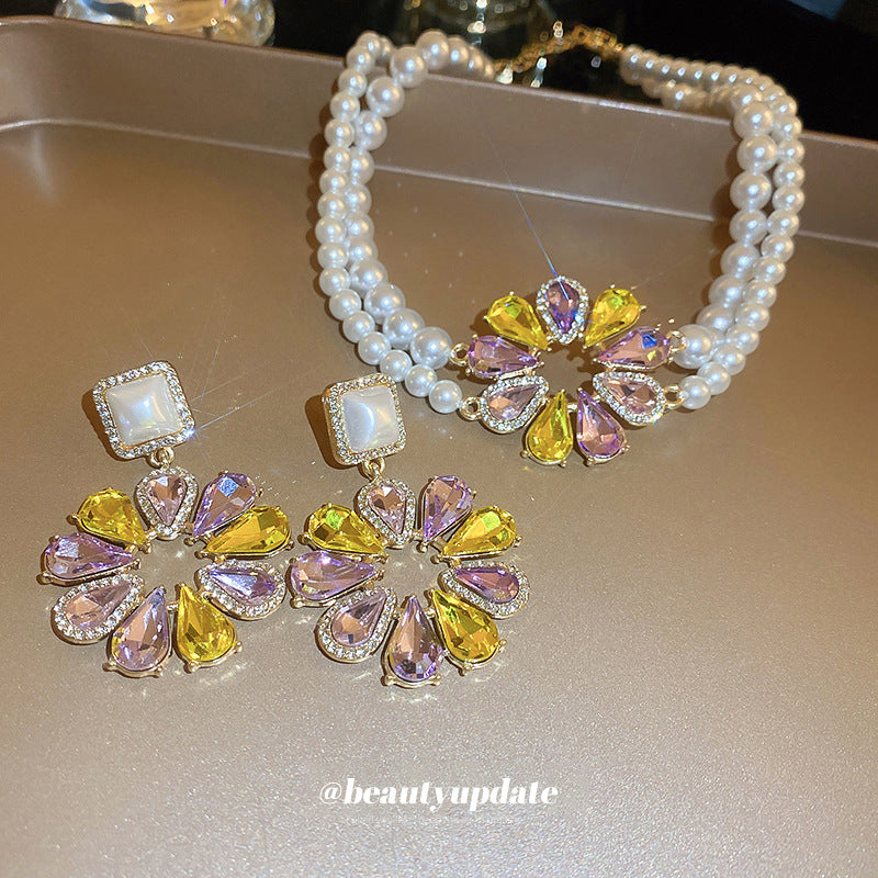 Sier Water Drop Flower Pearl French Retro Minority Affordable Luxury Rings