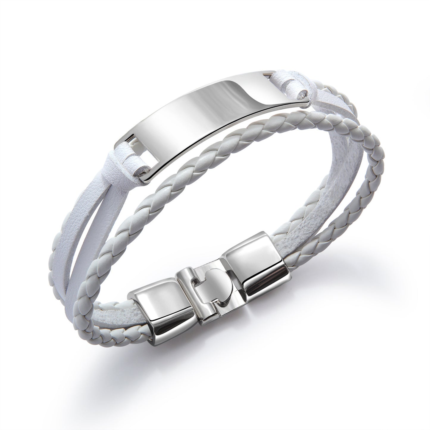 Men's Trendy Simple Woven Leather Glossy Personality Lettering Bracelet