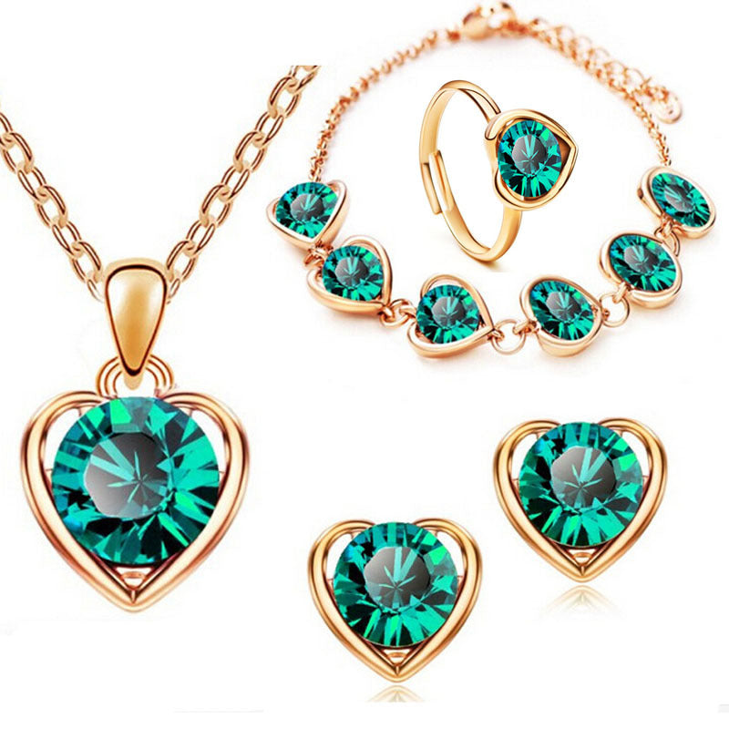Stylish Durable Fashion Crystal Heart-shaped Heart Jewelry Set