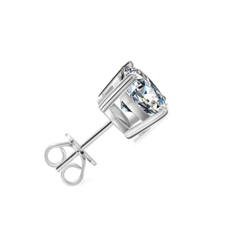 Women's & Men's Single Diamond Kind Of White Fungus Bone Nail Stud Earrings