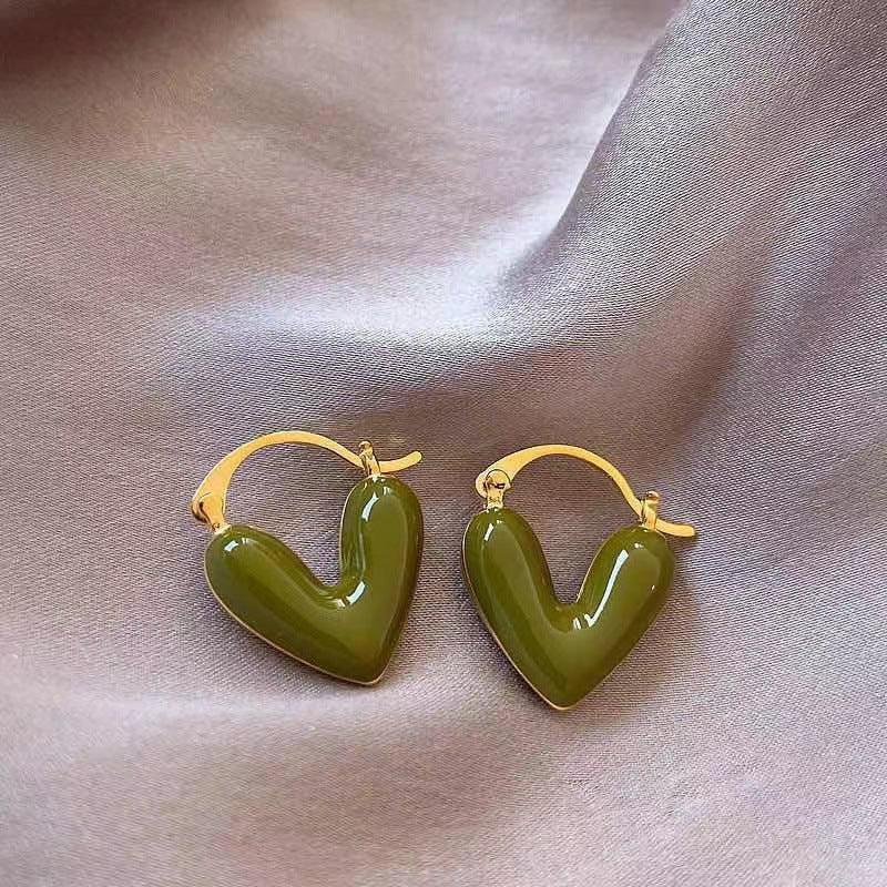 Heart High-grade Trendy Peach Niche Design Light Luxury Western Style Stud Earrings