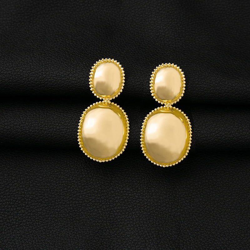 Women's Irregular Circles Vintage Metal Leaf Butterfly Earrings
