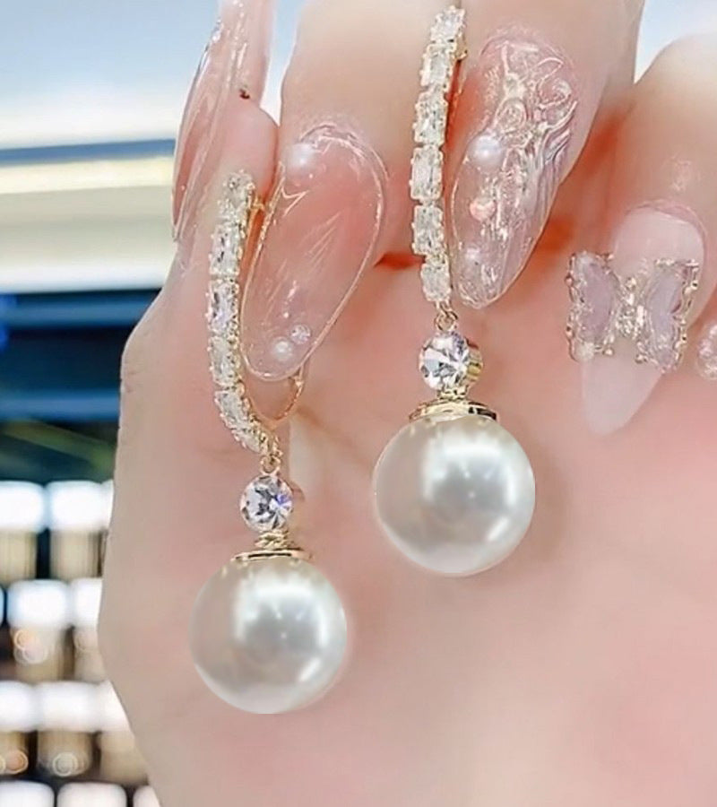 Women's Sier Needle High-grade Pearl Light Luxury Simplicity Elegant Earrings