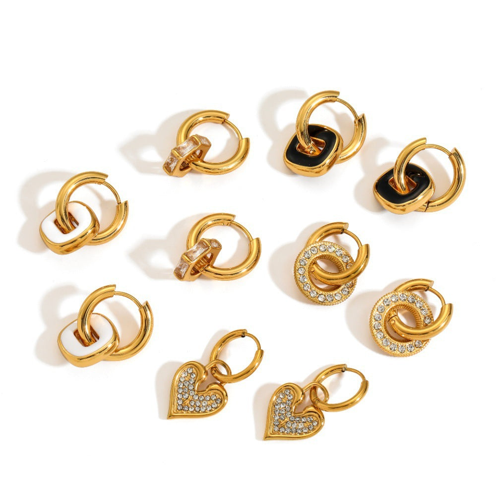 Steel Fashionable Elegant High-grade Love Titanium Earrings