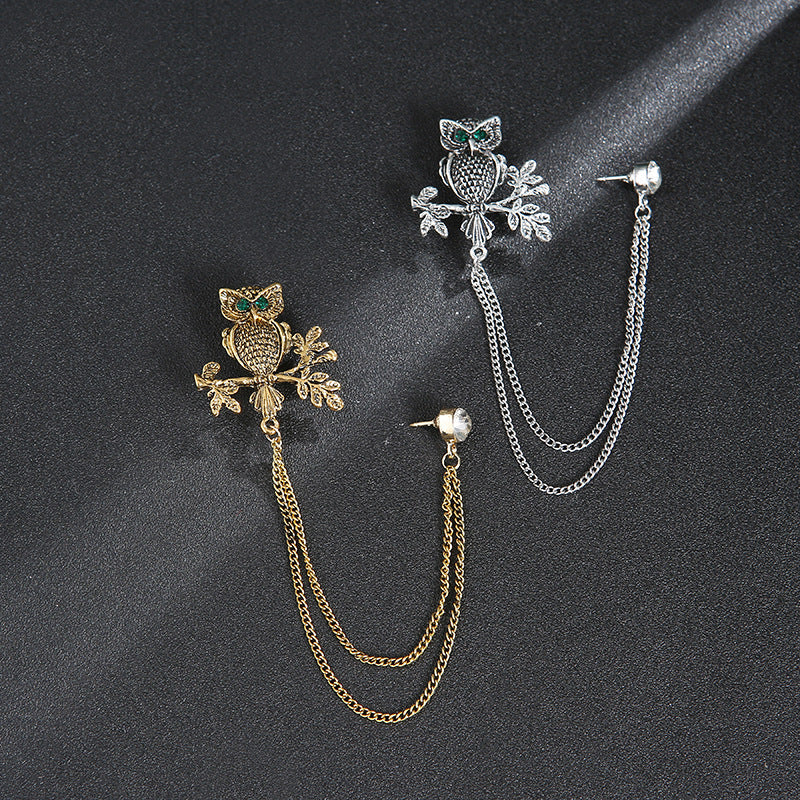 Men's Animal Lion's Head Corsage With Eagle Chain Brooches
