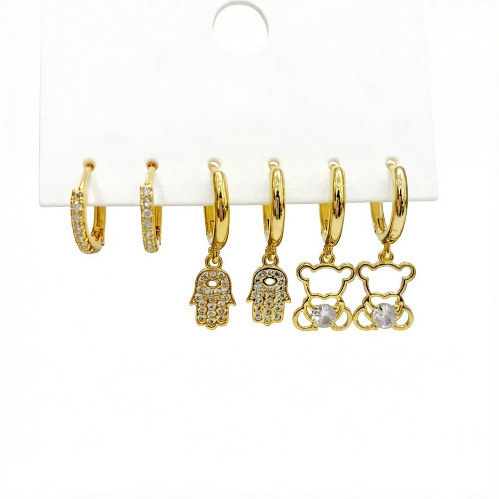 Ear Clip Three Pairs Copper Plated Real Earrings