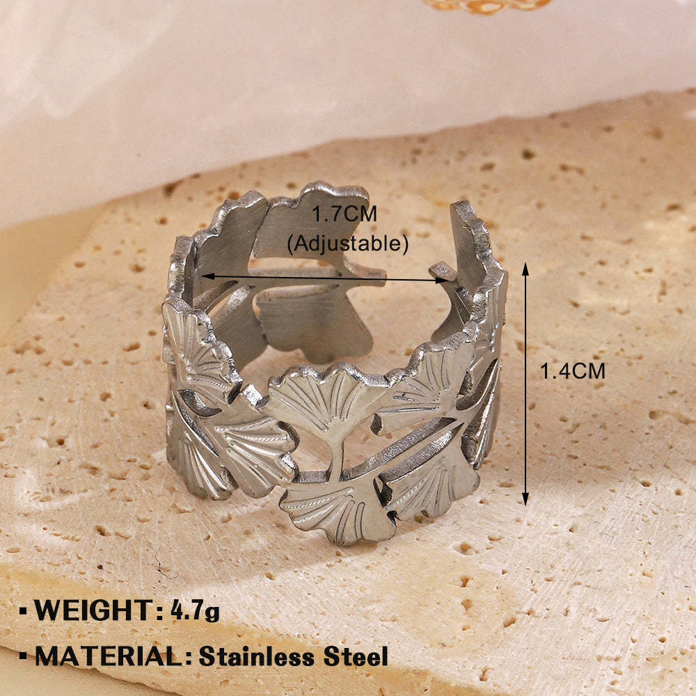 Women's Steel Leaves For Personalized Hip Hop Rings