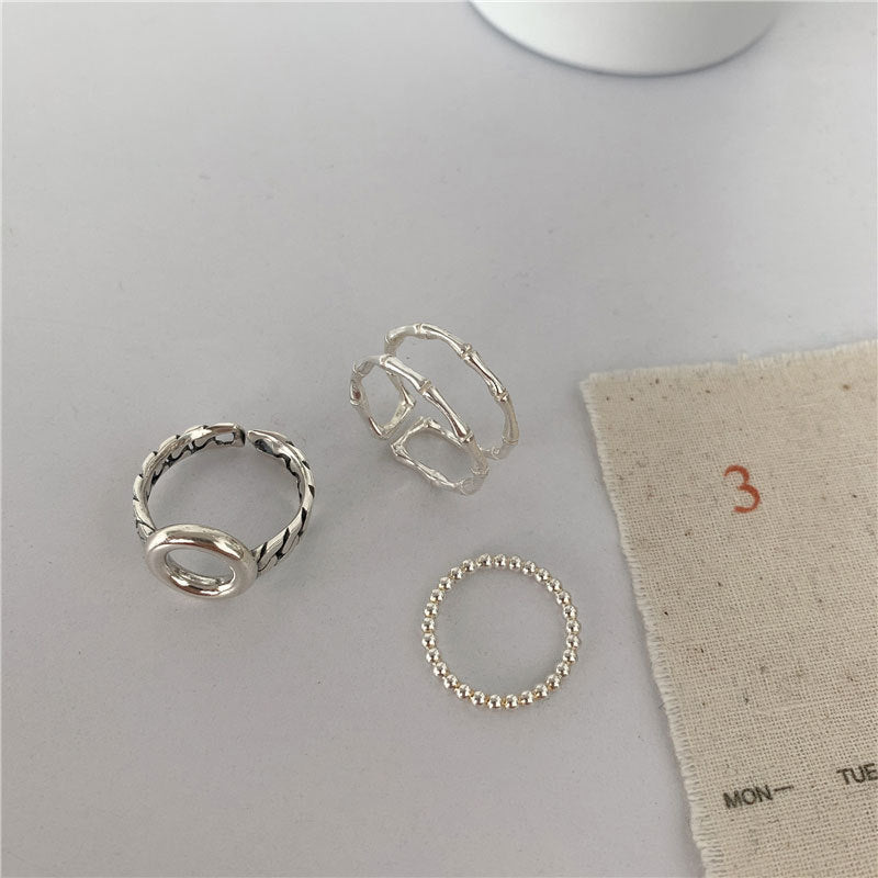 Women's & Men's Sier-plated Minimalist Index Finger Tail Glossy Rings