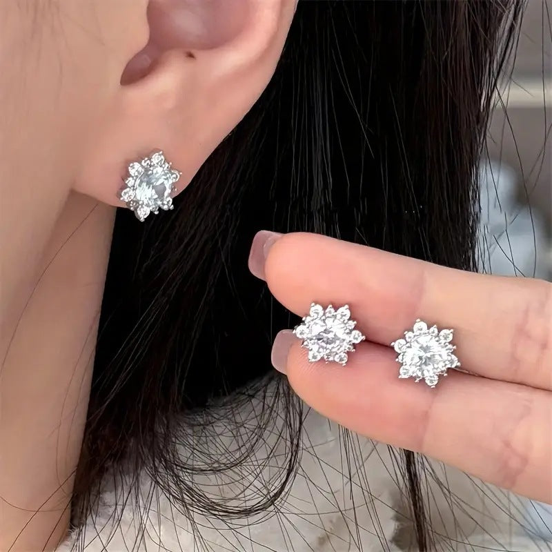 Women's Zircon Sun Flower Ear Round Fashion Match Bone Rings