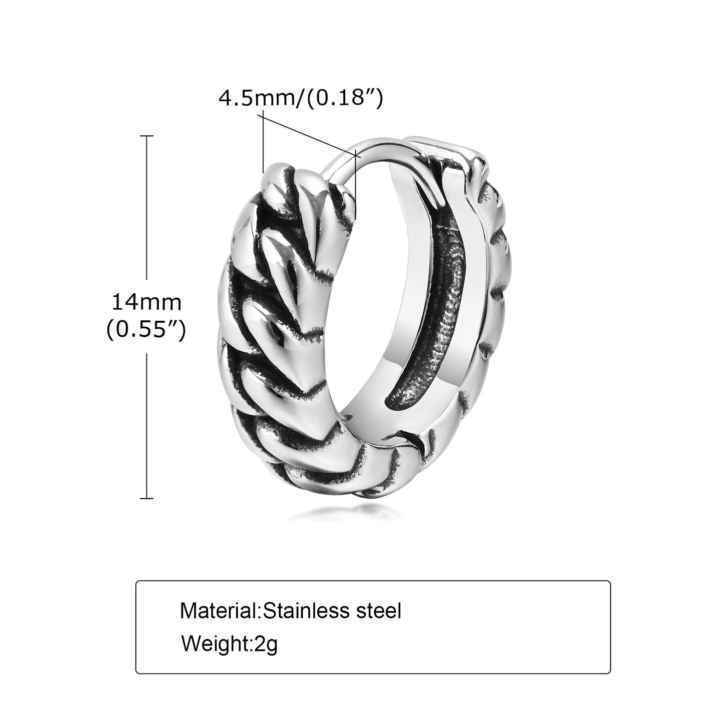 Men's Personality Fashion Retro Stainless Steel Ear Earrings