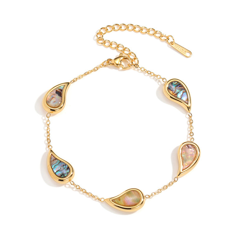 Gold Abalone Shell Water Drop Retro Fashion Bracelet
