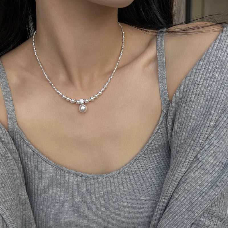 Fashion Light Pearl Sterling Sier Gradient Necklaces