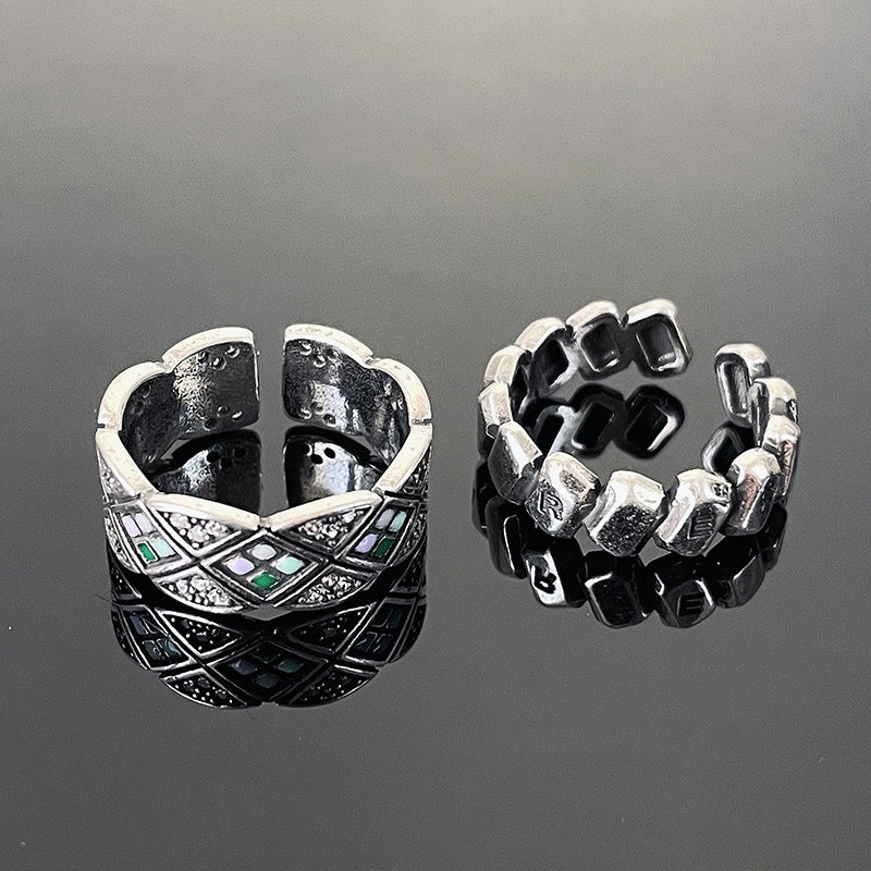 Rhombus Drip Glazed Open Female Light Luxury Minority Rings