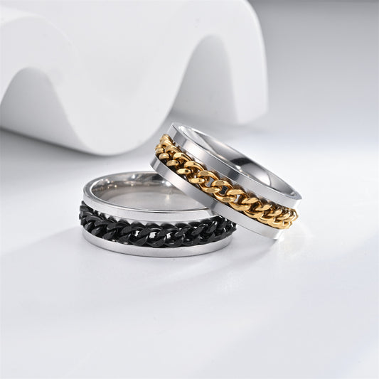 Men's Titanium Steel Rotating Chain Rotatable Decompression Rings